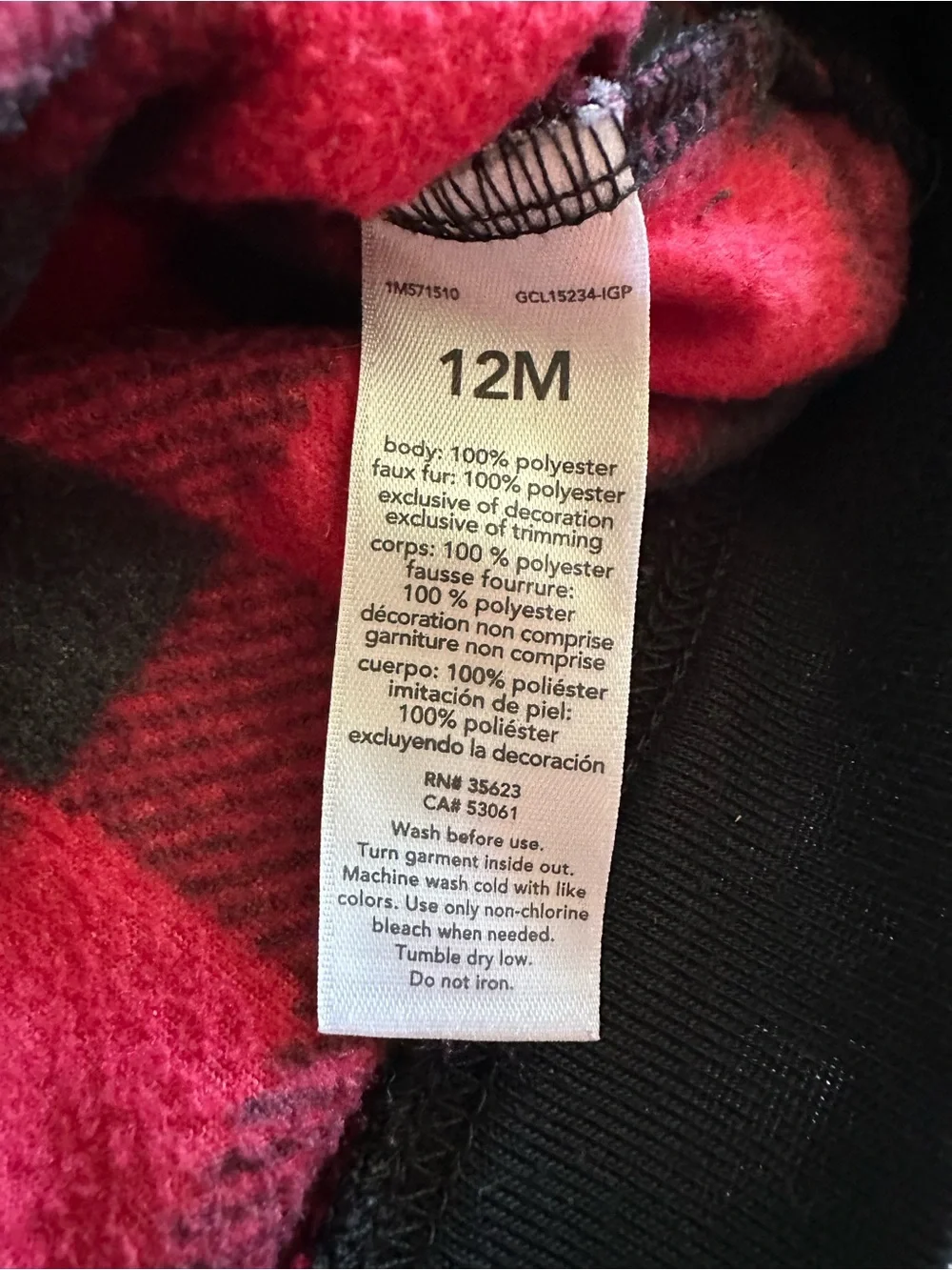 🦋Carter's Fleece Red/Black Buffalo Plaid Half-Zip Pullover